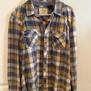 BKE Blue and Yellow Plaid Casual Shirt